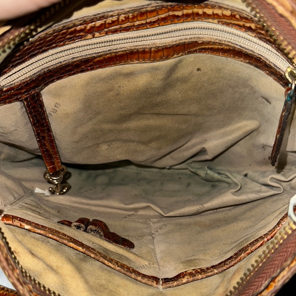 Brahmin Brown Crocodile Embossed Crossbody Bag adjustable strap nice - Picture 6 of 11